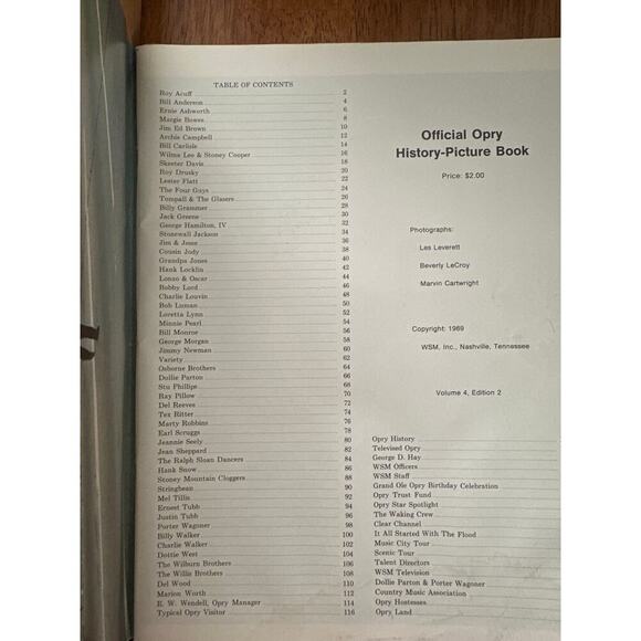 Vintage 1969 WSM Grand Ole Opry History Picture Book Vol 4 Country Music Legends - Picture 3 of 3